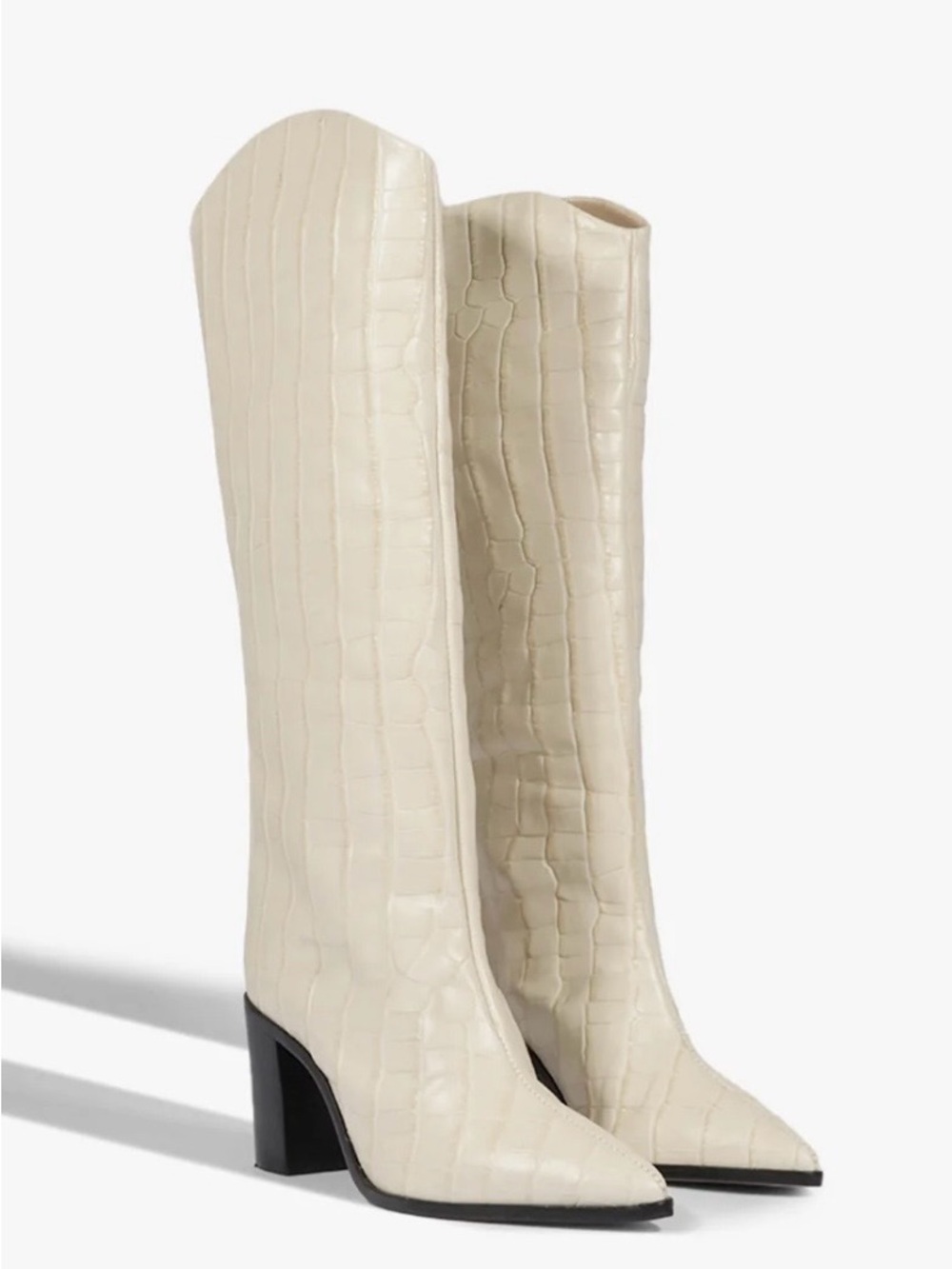 Schultz Cream Knee-High Pointed-Toe Boots